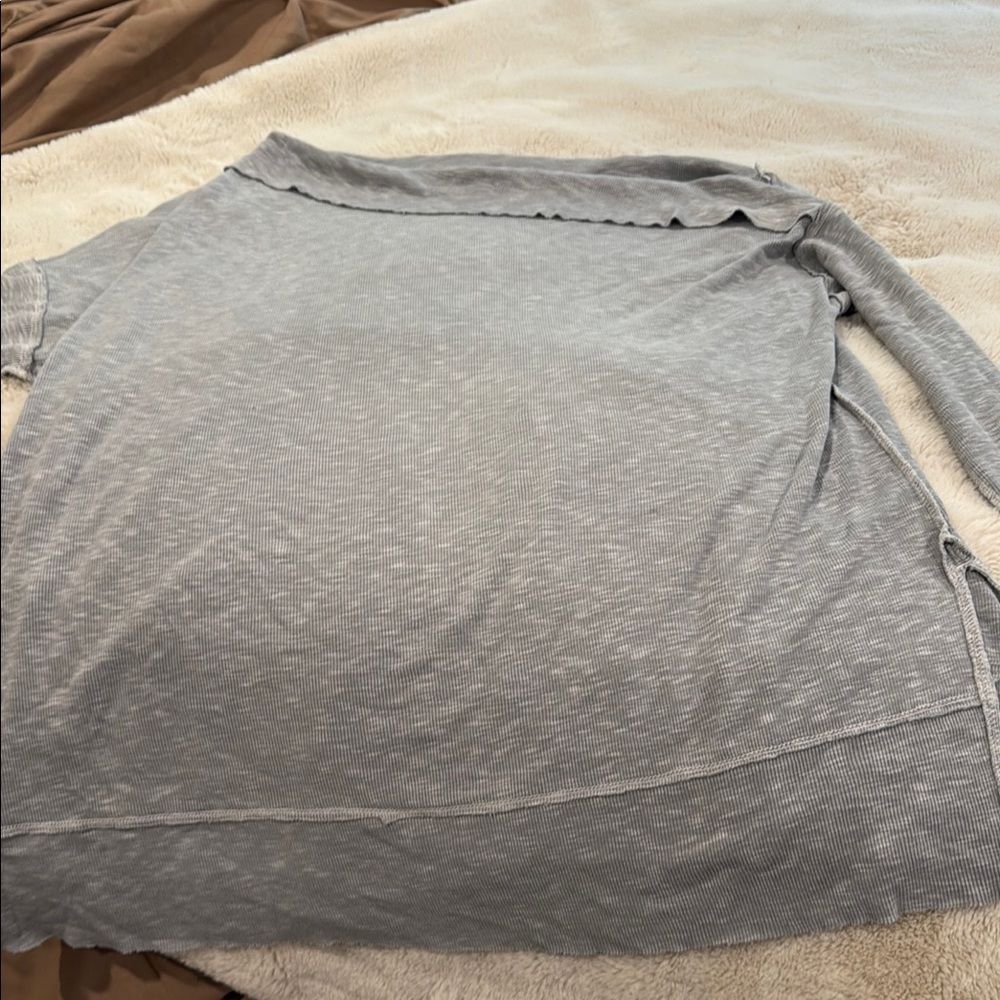 Free People Gray Long Sleeve Top